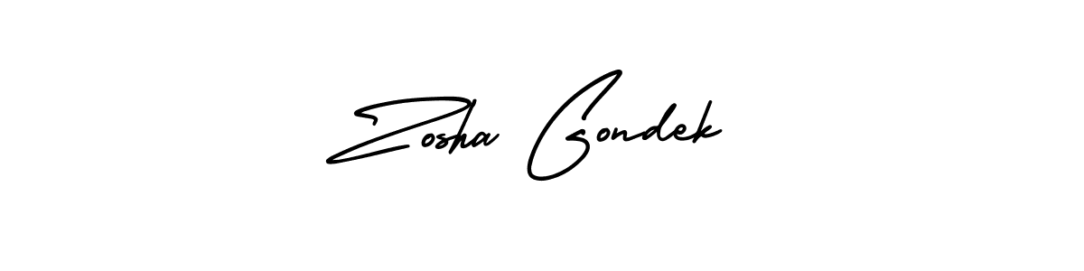 The best way (AmerikaSignatureDemo-Regular) to make a short signature is to pick only two or three words in your name. The name Zosha Gondek include a total of six letters. For converting this name. Zosha Gondek signature style 3 images and pictures png
