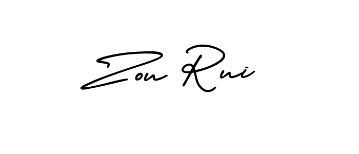 The best way (AmerikaSignatureDemo-Regular) to make a short signature is to pick only two or three words in your name. The name Zou Rui include a total of six letters. For converting this name. Zou Rui signature style 3 images and pictures png