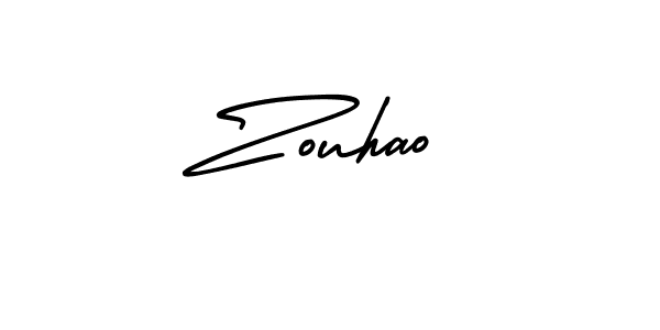 How to make Zouhao name signature. Use AmerikaSignatureDemo-Regular style for creating short signs online. This is the latest handwritten sign. Zouhao signature style 3 images and pictures png