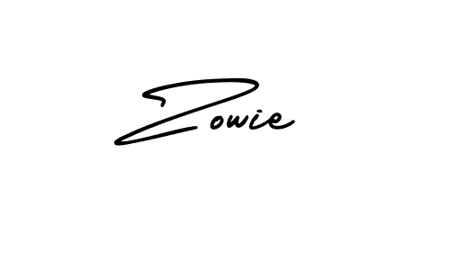 The best way (AmerikaSignatureDemo-Regular) to make a short signature is to pick only two or three words in your name. The name Zowie include a total of six letters. For converting this name. Zowie signature style 3 images and pictures png