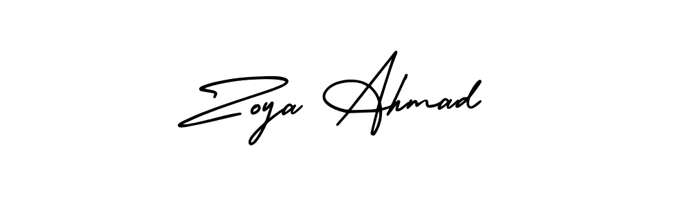 Also You can easily find your signature by using the search form. We will create Zoya Ahmad name handwritten signature images for you free of cost using AmerikaSignatureDemo-Regular sign style. Zoya Ahmad signature style 3 images and pictures png
