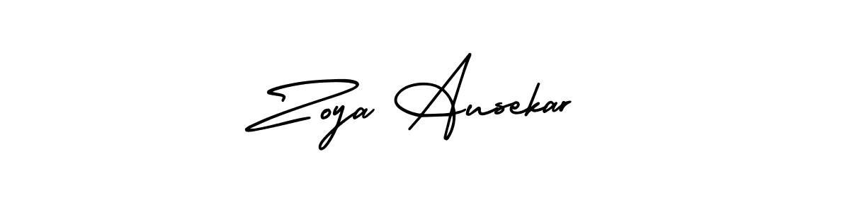 The best way (AmerikaSignatureDemo-Regular) to make a short signature is to pick only two or three words in your name. The name Zoya Ausekar include a total of six letters. For converting this name. Zoya Ausekar signature style 3 images and pictures png