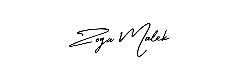 Use a signature maker to create a handwritten signature online. With this signature software, you can design (AmerikaSignatureDemo-Regular) your own signature for name Zoya Malek. Zoya Malek signature style 3 images and pictures png