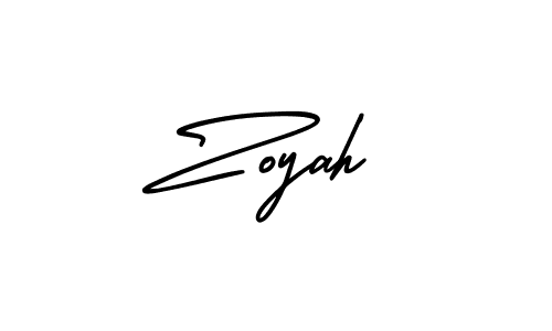 The best way (AmerikaSignatureDemo-Regular) to make a short signature is to pick only two or three words in your name. The name Zoyah include a total of six letters. For converting this name. Zoyah signature style 3 images and pictures png