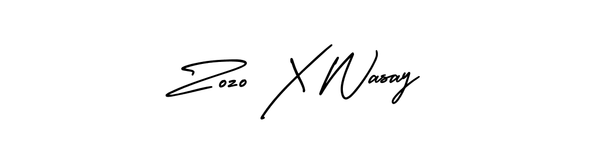 Zozo X Wasay stylish signature style. Best Handwritten Sign (AmerikaSignatureDemo-Regular) for my name. Handwritten Signature Collection Ideas for my name Zozo X Wasay. Zozo X Wasay signature style 3 images and pictures png