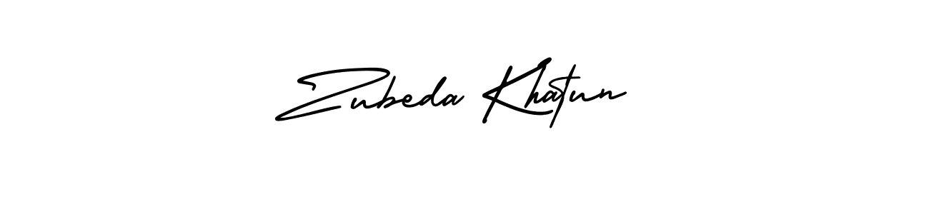 The best way (AmerikaSignatureDemo-Regular) to make a short signature is to pick only two or three words in your name. The name Zubeda Khatun include a total of six letters. For converting this name. Zubeda Khatun signature style 3 images and pictures png