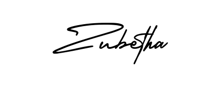 A modern signature idea for name Zubetha using AmerikaSignatureDemo-Regular font. Clean strokes and elegant curves make it stand out instantly. Zubetha signature style 3 images and pictures png