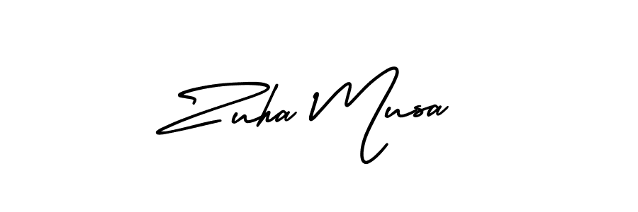 How to Draw Zuha Musa signature style? AmerikaSignatureDemo-Regular is a latest design signature styles for name Zuha Musa. Zuha Musa signature style 3 images and pictures png