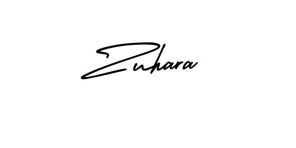 You should practise on your own different ways (AmerikaSignatureDemo-Regular) to write your name (Zuhara) in signature. don't let someone else do it for you. Zuhara signature style 3 images and pictures png