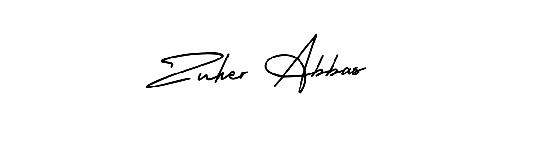You should practise on your own different ways (AmerikaSignatureDemo-Regular) to write your name (Zuher Abbas) in signature. don't let someone else do it for you. Zuher Abbas signature style 3 images and pictures png