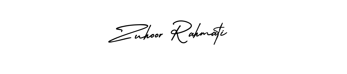 It looks lik you need a new signature style for name Zuhoor Rahmati. Design unique handwritten (AmerikaSignatureDemo-Regular) signature with our free signature maker in just a few clicks. Zuhoor Rahmati signature style 3 images and pictures png