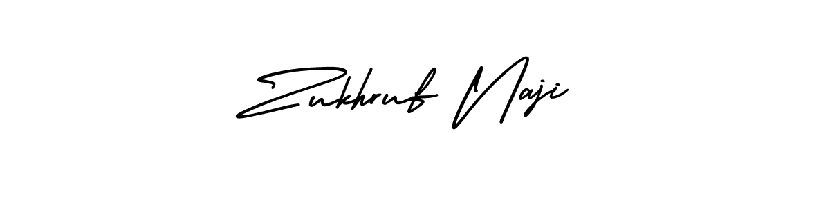 How to make Zukhruf Naji name signature. Use AmerikaSignatureDemo-Regular style for creating short signs online. This is the latest handwritten sign. Zukhruf Naji signature style 3 images and pictures png