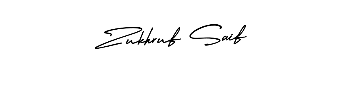 How to make Zukhruf Saif name signature. Use AmerikaSignatureDemo-Regular style for creating short signs online. This is the latest handwritten sign. Zukhruf Saif signature style 3 images and pictures png