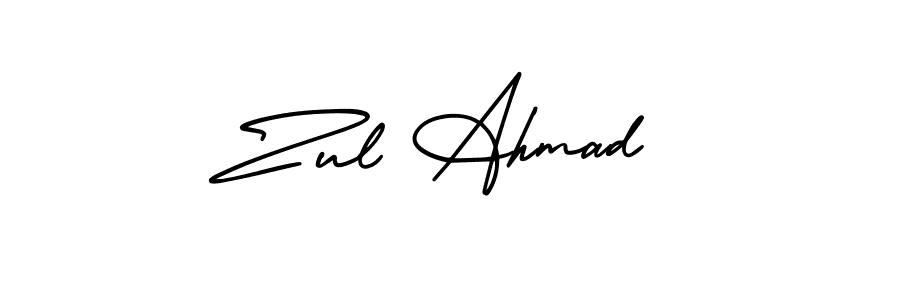 How to make Zul Ahmad name signature. Use AmerikaSignatureDemo-Regular style for creating short signs online. This is the latest handwritten sign. Zul Ahmad signature style 3 images and pictures png