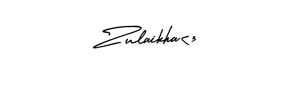 Zulaikha<3 stylish signature style. Best Handwritten Sign (AmerikaSignatureDemo-Regular) for my name. Handwritten Signature Collection Ideas for my name Zulaikha<3. Zulaikha<3 signature style 3 images and pictures png