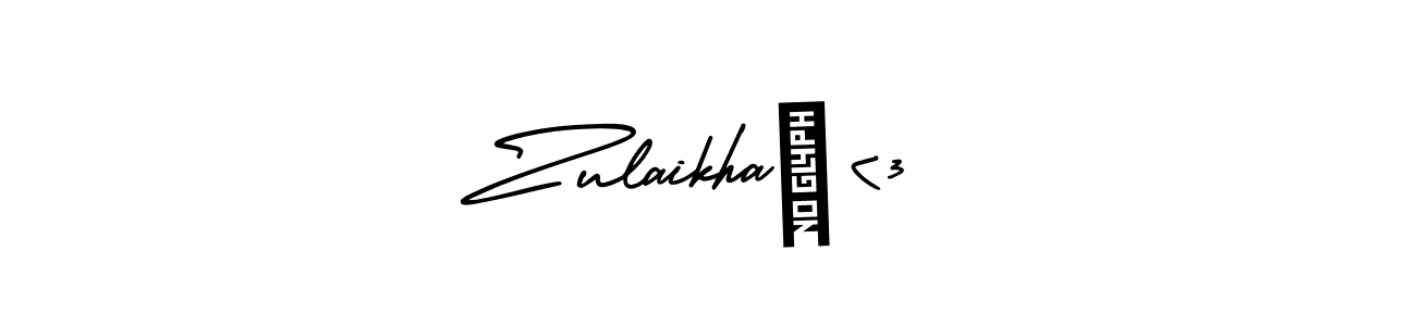 Zulaikha♡<3 stylish signature style. Best Handwritten Sign (AmerikaSignatureDemo-Regular) for my name. Handwritten Signature Collection Ideas for my name Zulaikha♡<3. Zulaikha♡<3 signature style 3 images and pictures png