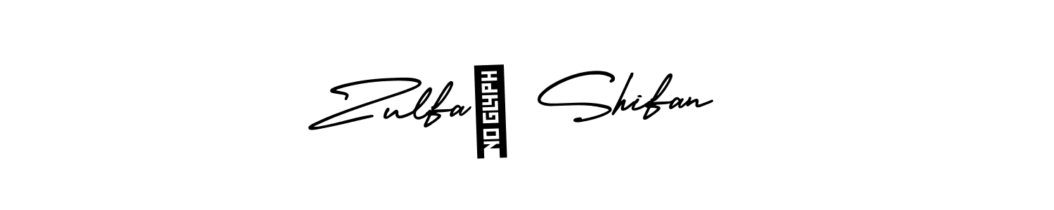 How to make Zulfa♡ Shifan name signature. Use AmerikaSignatureDemo-Regular style for creating short signs online. This is the latest handwritten sign. Zulfa♡ Shifan signature style 3 images and pictures png