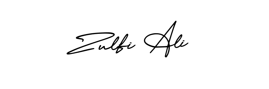 How to make Zulfi Ali name signature. Use AmerikaSignatureDemo-Regular style for creating short signs online. This is the latest handwritten sign. Zulfi Ali signature style 3 images and pictures png