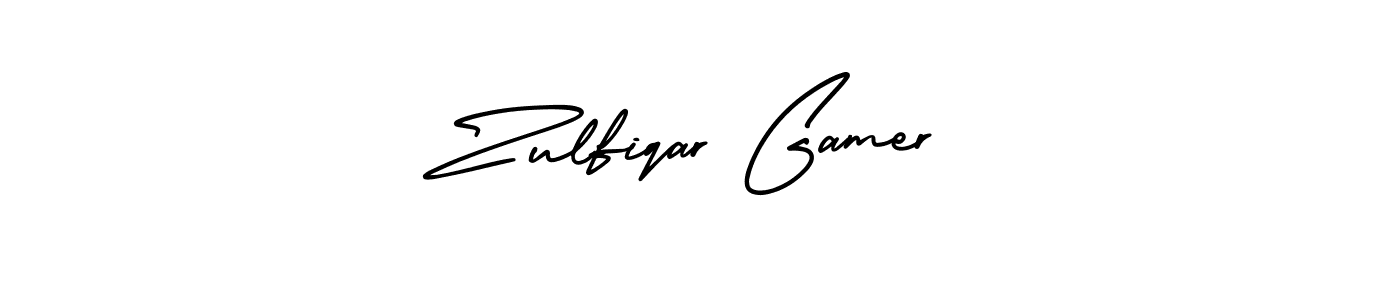 You should practise on your own different ways (AmerikaSignatureDemo-Regular) to write your name (Zulfiqar Gamer) in signature. don't let someone else do it for you. Zulfiqar Gamer signature style 3 images and pictures png