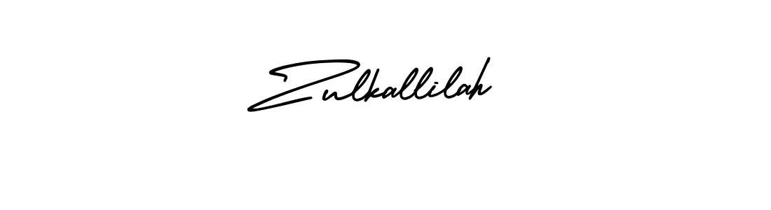 How to make Zulkallilah name signature. Use AmerikaSignatureDemo-Regular style for creating short signs online. This is the latest handwritten sign. Zulkallilah signature style 3 images and pictures png