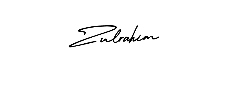 How to make Zulrahim name signature. Use AmerikaSignatureDemo-Regular style for creating short signs online. This is the latest handwritten sign. Zulrahim signature style 3 images and pictures png