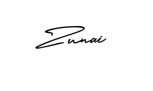 You should practise on your own different ways (AmerikaSignatureDemo-Regular) to write your name (Zunai) in signature. don't let someone else do it for you. Zunai signature style 3 images and pictures png