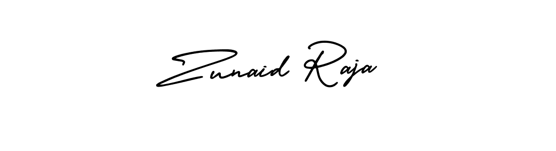 You should practise on your own different ways (AmerikaSignatureDemo-Regular) to write your name (Zunaid Raja) in signature. don't let someone else do it for you. Zunaid Raja signature style 3 images and pictures png