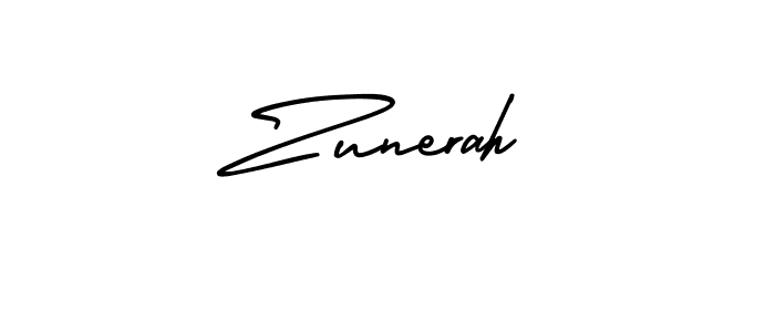Zunerah stylish signature style. Best Handwritten Sign (AmerikaSignatureDemo-Regular) for my name. Handwritten Signature Collection Ideas for my name Zunerah. Zunerah signature style 3 images and pictures png