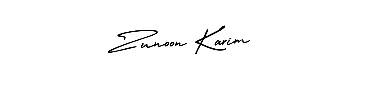Also You can easily find your signature by using the search form. We will create Zunoon Karim name handwritten signature images for you free of cost using AmerikaSignatureDemo-Regular sign style. Zunoon Karim signature style 3 images and pictures png