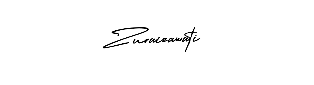 The best way (AmerikaSignatureDemo-Regular) to make a short signature is to pick only two or three words in your name. The name Zuraizawati include a total of six letters. For converting this name. Zuraizawati signature style 3 images and pictures png