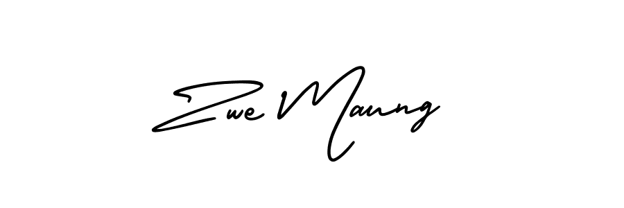 How to make Zwe Maung name signature. Use AmerikaSignatureDemo-Regular style for creating short signs online. This is the latest handwritten sign. Zwe Maung signature style 3 images and pictures png