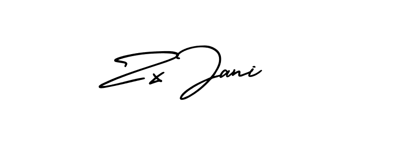 You should practise on your own different ways (AmerikaSignatureDemo-Regular) to write your name (Zx Jani ) in signature. don't let someone else do it for you. Zx Jani  signature style 3 images and pictures png