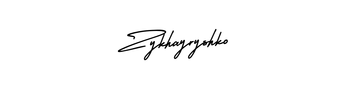 The best way (AmerikaSignatureDemo-Regular) to make a short signature is to pick only two or three words in your name. The name Zykhayryshko include a total of six letters. For converting this name. Zykhayryshko signature style 3 images and pictures png