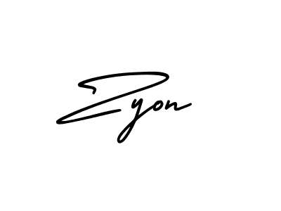 The best way (AmerikaSignatureDemo-Regular) to make a short signature is to pick only two or three words in your name. The name Zyon include a total of six letters. For converting this name. Zyon signature style 3 images and pictures png