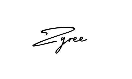 How to make Zyree name signature. Use AmerikaSignatureDemo-Regular style for creating short signs online. This is the latest handwritten sign. Zyree signature style 3 images and pictures png