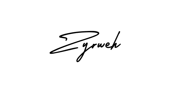 You should practise on your own different ways (AmerikaSignatureDemo-Regular) to write your name (Zyrweh) in signature. don't let someone else do it for you. Zyrweh signature style 3 images and pictures png