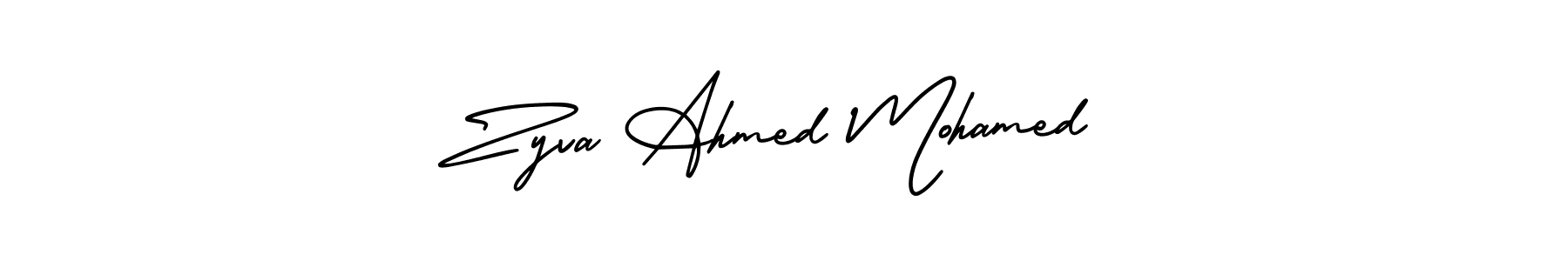 Zyva Ahmed Mohamed stylish signature style. Best Handwritten Sign (AmerikaSignatureDemo-Regular) for my name. Handwritten Signature Collection Ideas for my name Zyva Ahmed Mohamed. Zyva Ahmed Mohamed signature style 3 images and pictures png