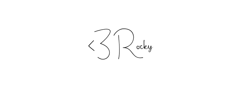 Create a beautiful signature design for name <3 Rocky. With this signature (Andilay-7BmLP) fonts, you can make a handwritten signature for free. <3 Rocky signature style 4 images and pictures png