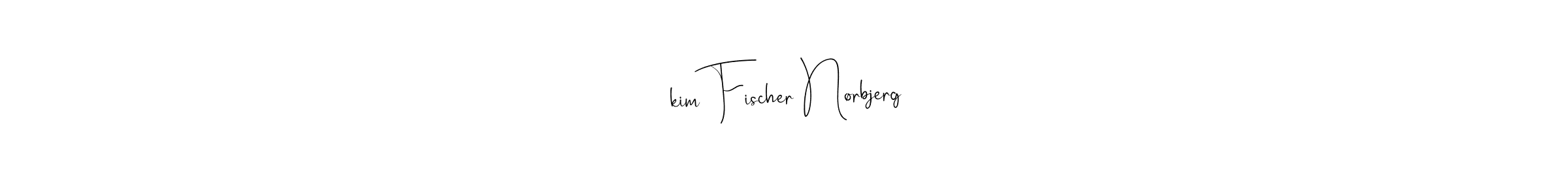 How to make ​kim Fischer Nørbjerg name signature. Use Andilay-7BmLP style for creating short signs online. This is the latest handwritten sign. ​kim Fischer Nørbjerg signature style 4 images and pictures png