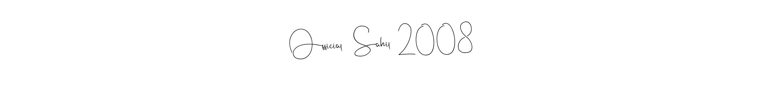 Andilay-7BmLP is a professional signature style that is perfect for those who want to add a touch of class to their signature. It is also a great choice for those who want to make their signature more unique. Get  Official   Sahil  2008   name to fancy signature for free.  Official   Sahil  2008   signature style 4 images and pictures png