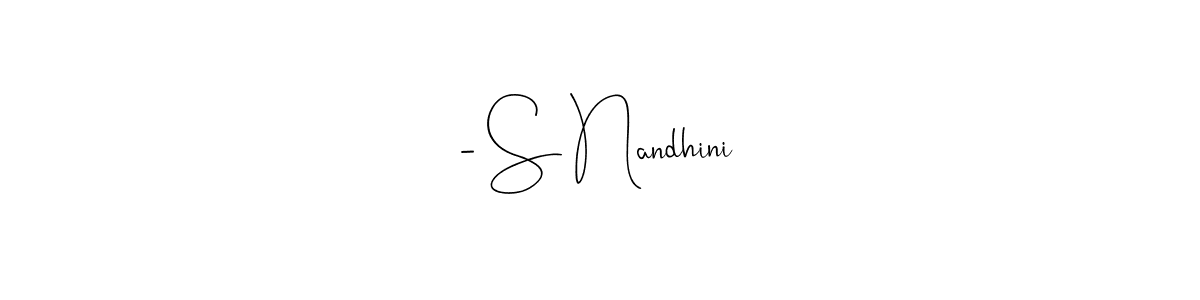 You can use this online signature creator to create a handwritten signature for the name - S Nandhini. This is the best online autograph maker. - S Nandhini signature style 4 images and pictures png