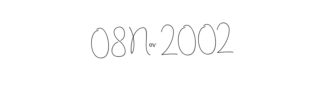 How to make 08 Nov 2002 signature? Andilay-7BmLP is a professional autograph style. Create handwritten signature for 08 Nov 2002 name. 08 Nov 2002 signature style 4 images and pictures png