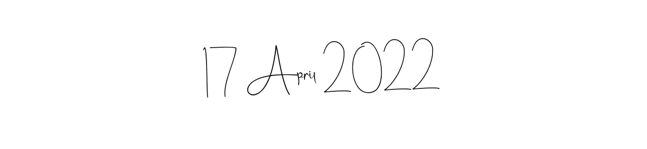 The best way (Andilay-7BmLP) to make a short signature is to pick only two or three words in your name. The name 17 April 2022 include a total of six letters. For converting this name. 17 April 2022 signature style 4 images and pictures png
