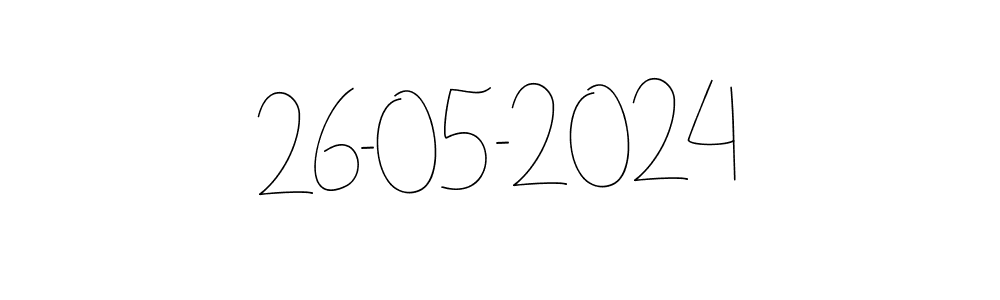 The best way (Andilay-7BmLP) to make a short signature is to pick only two or three words in your name. The name 26-05-2024 include a total of six letters. For converting this name. 26-05-2024 signature style 4 images and pictures png