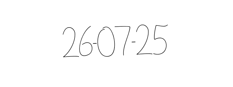 The best way (Andilay-7BmLP) to make a short signature is to pick only two or three words in your name. The name 26-07-25 include a total of six letters. For converting this name. 26-07-25 signature style 4 images and pictures png