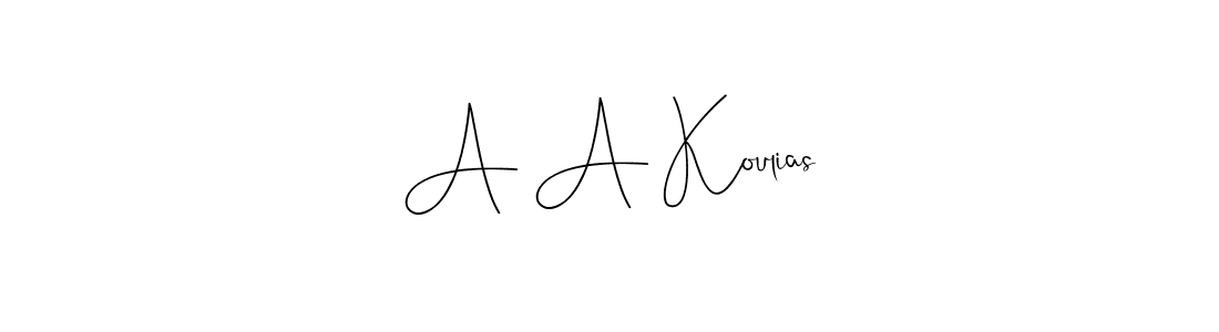 How to make A A Koulias name signature. Use Andilay-7BmLP style for creating short signs online. This is the latest handwritten sign. A A Koulias signature style 4 images and pictures png