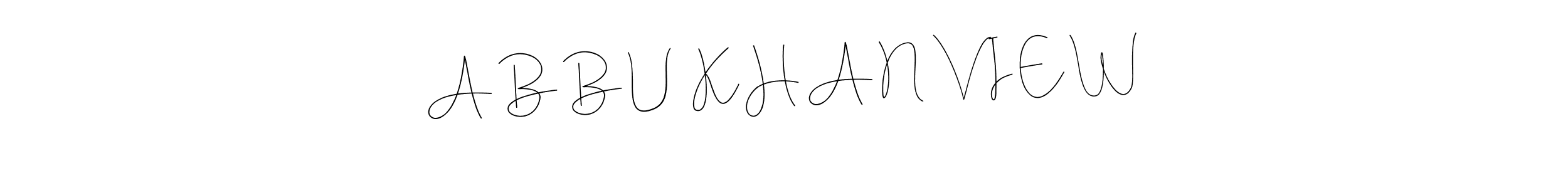 The best way (Andilay-7BmLP) to make a short signature is to pick only two or three words in your name. The name A B B U  K H A N  V I E W include a total of six letters. For converting this name. A B B U  K H A N  V I E W signature style 4 images and pictures png