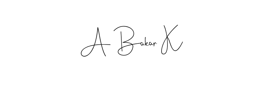 How to make A Bakar K signature? Andilay-7BmLP is a professional autograph style. Create handwritten signature for A Bakar K name. A Bakar K signature style 4 images and pictures png