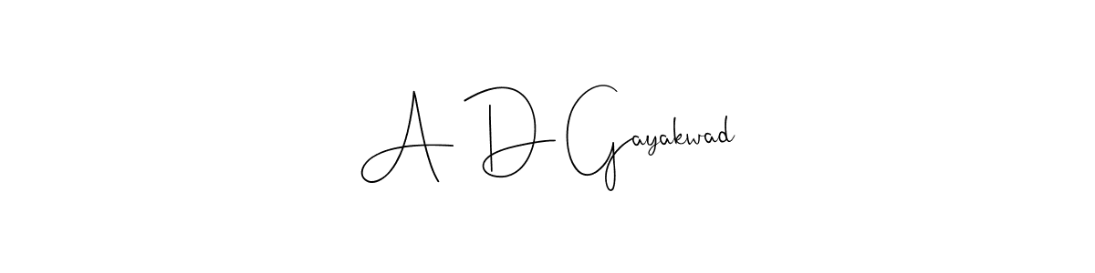 How to make A D Gayakwad name signature. Use Andilay-7BmLP style for creating short signs online. This is the latest handwritten sign. A D Gayakwad signature style 4 images and pictures png