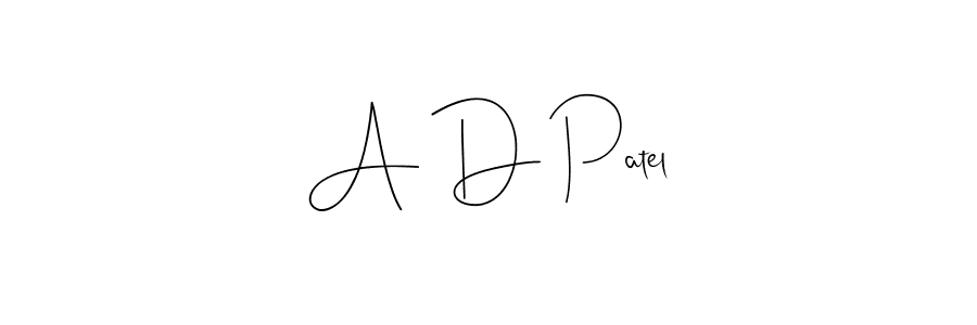 The best way (Andilay-7BmLP) to make a short signature is to pick only two or three words in your name. The name A D Patel include a total of six letters. For converting this name. A D Patel signature style 4 images and pictures png